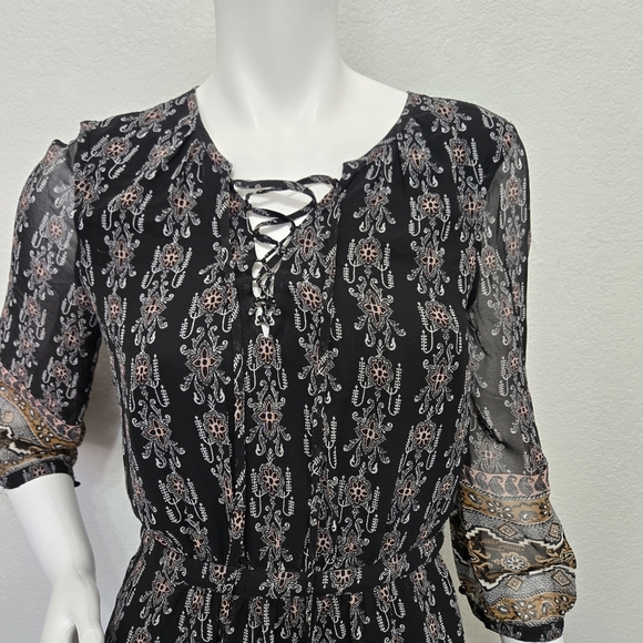 Madewell Lace Up Black Boho Dress Size 2 - Picture 9 of 12